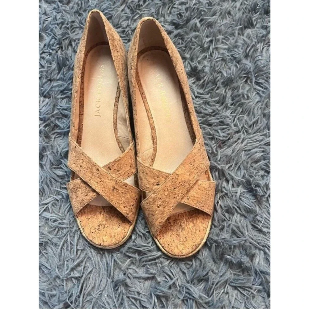 Jack Rogers Kork Palmer Crisscross Wedge Espadrille Size 10